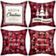 Ditmeer Christmas Pillow Covers 4 Decorative Pillow Covers 18x18 Linen Red Plaid 