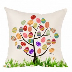 Ditmeer Easter Egg Throw Pillow Cover 18X18 Eggs Tree Plants Spring Décor Cushion Case Easter Holiday Decoration Sofa Pillow Case for Spring Set of 1